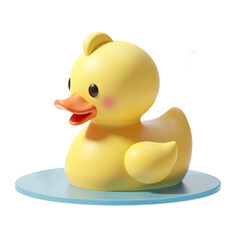 Yellow Duck on Water 3D Render Icon Illustration Cute Cartoon Style Isolated on Transparent