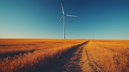 Windmill on golden field