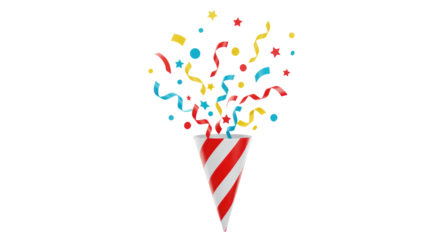 Isolated Party Popper with Confetti