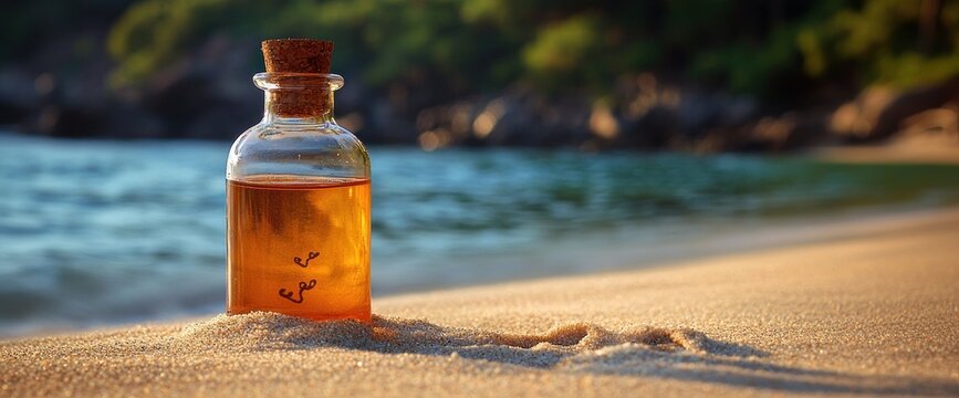 Amber elixir on a sandy shore