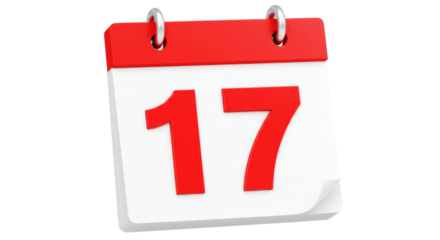 Isolated Calendar with Number 17