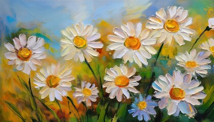 Fototapeta premium Oil painting Daisy flowers