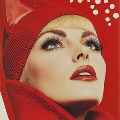 Retro pop art style features a portrait collage with geometric abstract shapes in multiple colors