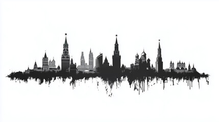 Moscow Skyline with Historic Silhouettes