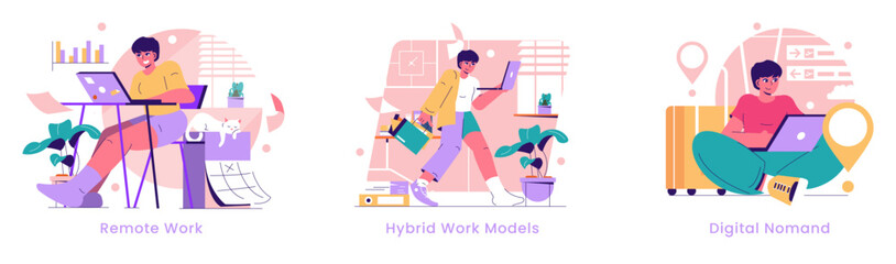 Future of Work. Flat Vector Illustration