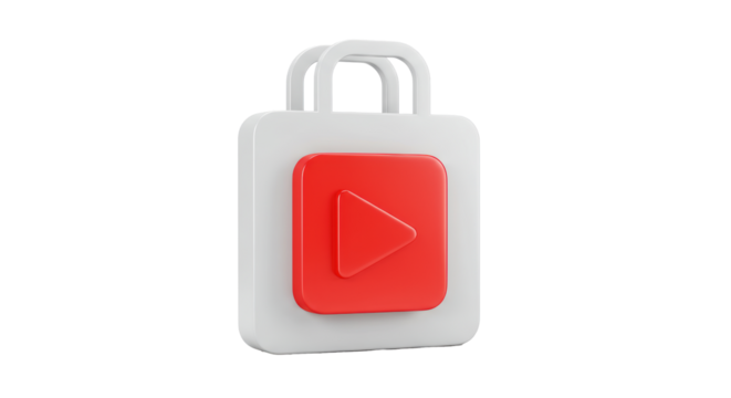 Isolated Shopping Bag Icon with Play Button - Powered by Adobe