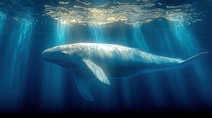 Fototapeta premium Serene Underwater Scene Featuring a Majestic Selkie and Deep Ocean