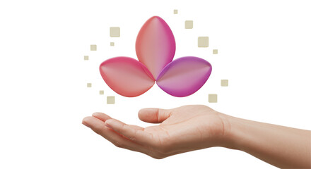 Isolated Hand with Abstract Flower Design