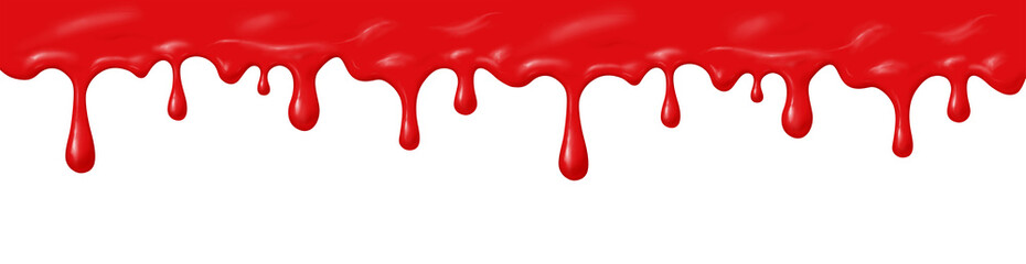 Long Red Polish Gel or Red Paint Smudge Drip Isolated on White Background - Liquid Texture. Ready for Clipping Path.