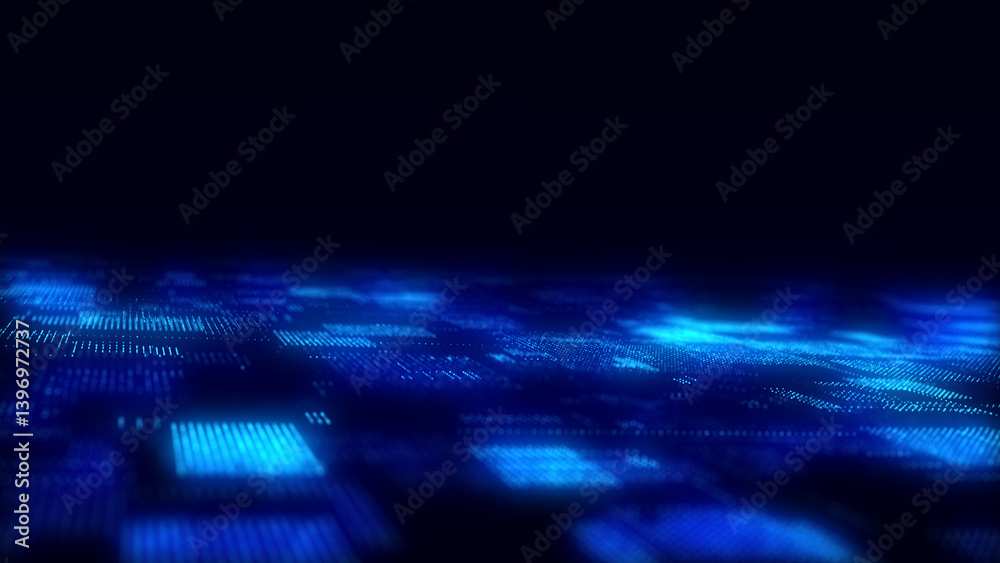 Poster digital blue background of particles. abstract futuristic illustration. big data visualization. tech