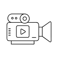 videocamera icon, videocamera line art - simple line art of videocamera, perfect for videocamera logos and icons