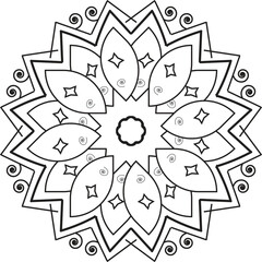 Black mandala vector isolated on white. New vector hand drawn circular decorative element and black complex doodle mandala on a transparent background and ornamental mandala pattern. 