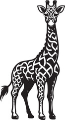 Black and White Giraffe Vector | Animal Silhouette Clipart Illustration