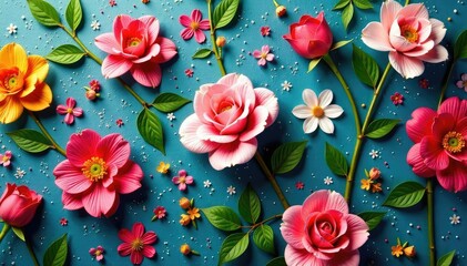 Subtle, repeating floral motif on textured surface , art, simple