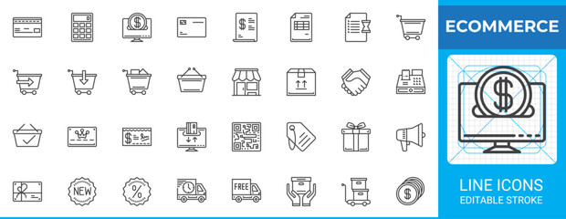 Ecommerce outline icon set