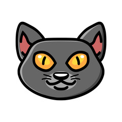 black cat cartoon vector on white background