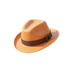 Vintage Derby Hat 3D Render Icon Illustration with Cute Cartoon Style Isolated on White