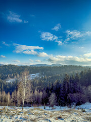 Ukrainian Carpathian Mountains winter snow landscape