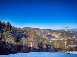 Ukrainian Carpathian Mountains winter snow landscape
