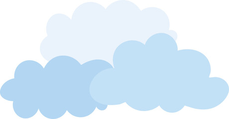  Blue flat cloud isolated on white background, Vector illustration.