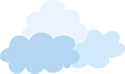  Blue flat cloud isolated on white background, Vector illustration.