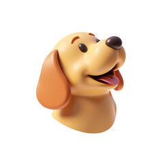 Fototapeta premium 3D Golden Retriever Head Only Cute Cartoon Illustration Style Render Icon Pet Animal Design