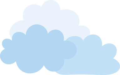  Blue flat cloud isolated on white background, Vector illustration.