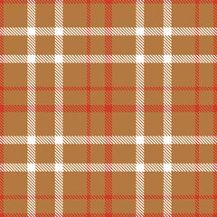 Elegant Light clay brown & Mellow rusty red Seamless Tartan Textile Design