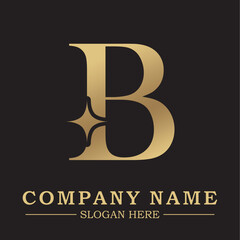 Elegant Gold Letter B Logo Design on Black Background