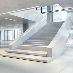 Obraz premium Modern Minimalist Staircase in Bright Architectural Space