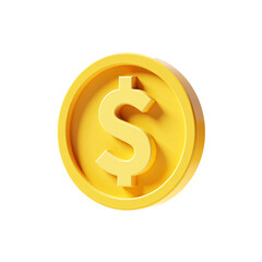 Obraz premium Gold Coin with Dollar Symbol Currency Finance Money Investment 3D Render Icon Illustration Cute Cartoon Style