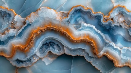 Obraz premium Intricate, layered mineral surface. Detailed veining in light and dark blues, with accents of gold