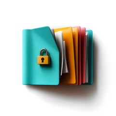 3d cartoon, important files, very clear clean white background