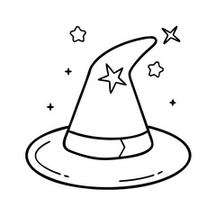 wizardhat icon, wizardhat line art - simple line art of wizardhat, perfect for wizardhat logos and icons