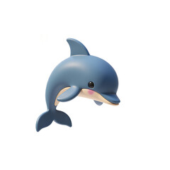 Naklejka premium Cute Dolphin Head 3D Render Icon Illustration with Star in Cartoon Style Isolated