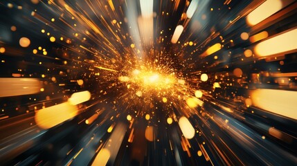 A vibrant, dynamic burst of golden light radiating outward, creating a sense of speed and energy.