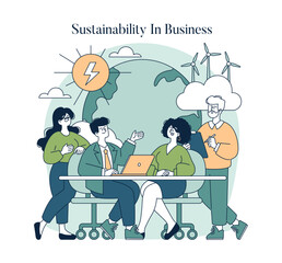 Sustainability In Business. Flat Vector Illustration