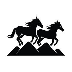 Horse on mountain terrain vector art illustration
