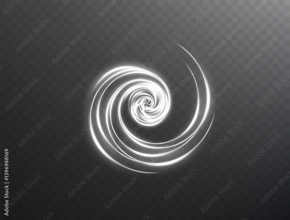Poster Bright blue neon spiral with speed and glow effects. Futuristic swirl of light and motion on a transparent background. Ideal for tech, energy, or sci-fi themed designs