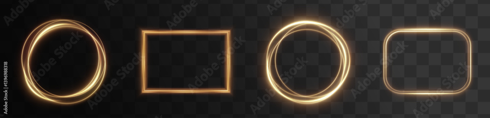 Aufkleber 
Golden glistering swirl light effect with sparkles and dust on a dark background. A luxury abstract vector with shiny waves, energy trails, and dynamic twinkle elements. Perfect for elegant designs.
