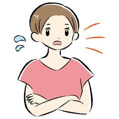声を出して困っている女性のイラスト