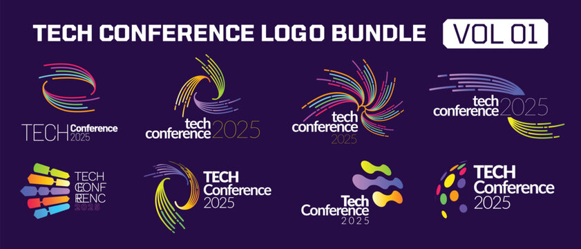 Colorful Tech Conference Logo Bundle Template for your Event and Summit