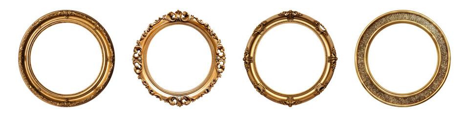 Obraz premium PNG Elegant vintage gold frames collection, element set on transparent background