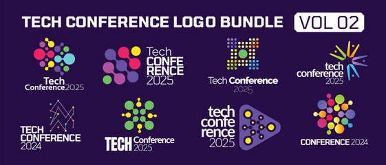 Colorful Tech Conference Logo Bundle Template for your Event and Summit