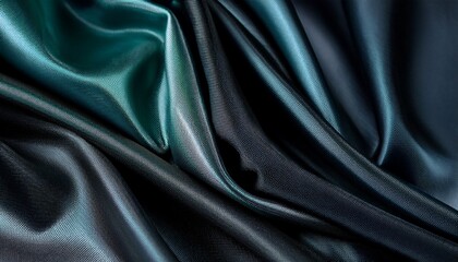 Obraz premium Black deep dark blue green petrol grey background. Silk satin fabric. Luxury elegant beauty premium rich. Shiny glitter shimmer silky. Generated image
