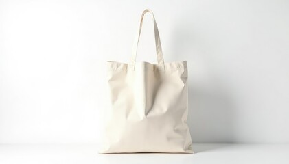 White cotton shopping tote bag, isolated on white backdrop, store, shopping bag