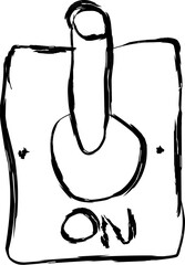 Switch On Off icon in doodle style. Including on off button, button, hand pressing switch