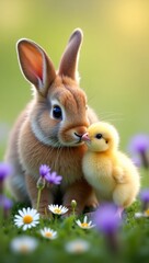 Obraz premium easter bunny and easter eggs