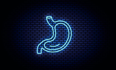 Obraz premium Neon stomach icon. Glowing Human belly. Neon Human Digestive System Stomach Anatomical illustration. Neon stomach icon in line style.