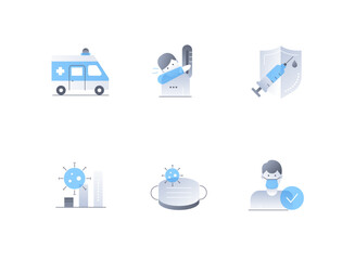 Contagious virus and bacteria - flat design style icons set